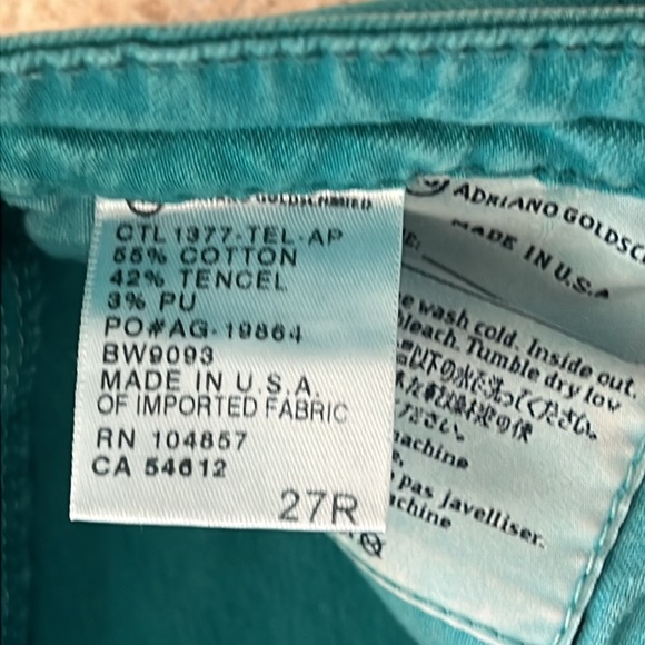 AG The Stevie Ankle Slim Straight Leg Size 27 in Aqua Green Color - Picture 5 of 9